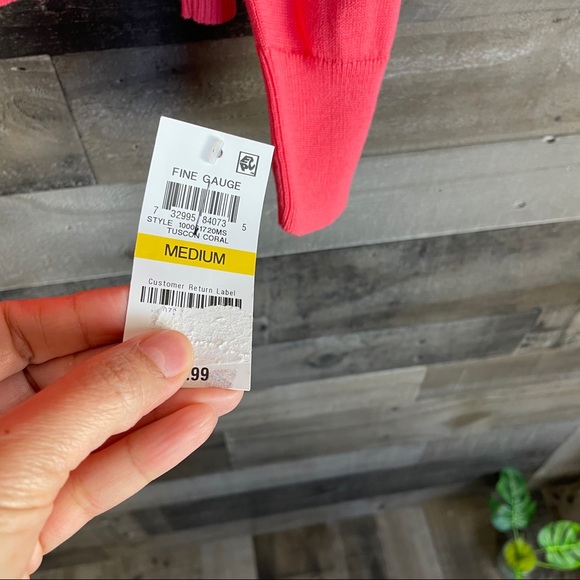 SOLD Charter Club Sweater Embroidered Coral M - Picture 8 of 11